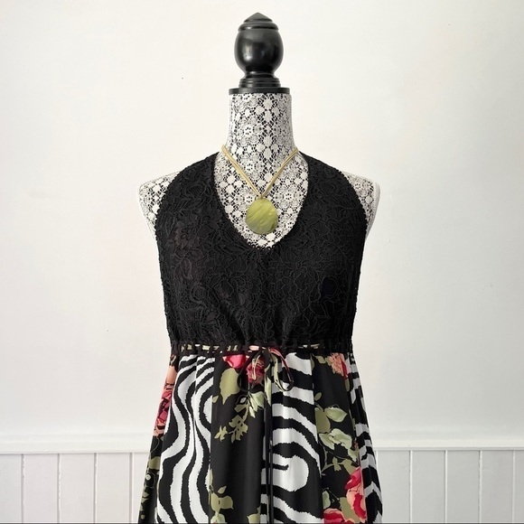 Lane Bryant Tropical Print Lace Halter Dress Size 14 - Picture 3 of 15